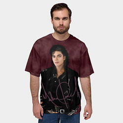 Футболка оверсайз мужская Michael Jackson на бордовом фоне, цвет: 3D-принт — фото 2