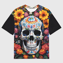 Футболка оверсайз мужская Bright colors and a skull, цвет: 3D-принт