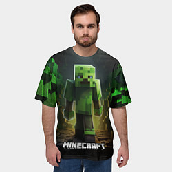Футболка оверсайз мужская Minecraft зеленый квадратный монстр, цвет: 3D-принт — фото 2