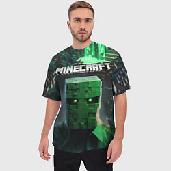 Футболка оверсайз мужская Minecraft зеленый персонаж каменные джунгли, цвет: 3D-принт — фото 2