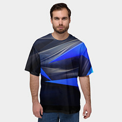 Футболка оверсайз мужская Black and blue abstract background sport style, цвет: 3D-принт — фото 2