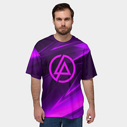 Футболка оверсайз мужская Linkin park neon stripes logo, цвет: 3D-принт — фото 2