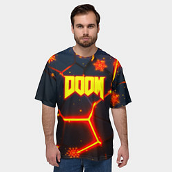 Футболка оверсайз мужская Doom плиты лого в огне, цвет: 3D-принт — фото 2