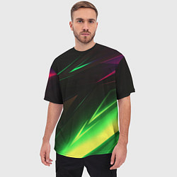 Футболка оверсайз мужская Geometry stripes кислотный неон, цвет: 3D-принт — фото 2