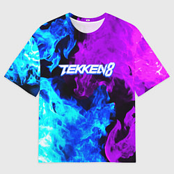 Футболка оверсайз мужская Tekken 8 неоновый огонь, цвет: 3D-принт