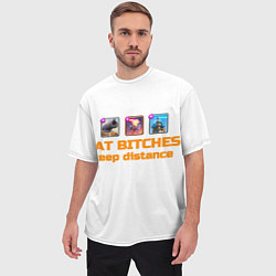 Футболка оверсайз мужская Fat bitches keep distance clash royale, цвет: 3D-принт — фото 2