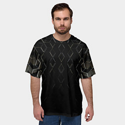 Футболка оверсайз мужская Чёрные текстуры броня, цвет: 3D-принт — фото 2