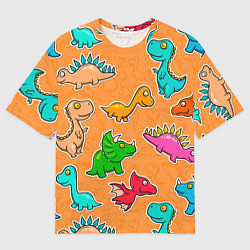 Футболка оверсайз мужская Маленькие динозавры, цвет: 3D-принт
