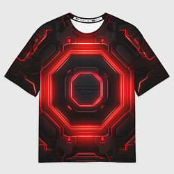 Футболка оверсайз мужская Nvidia style black and red neon, цвет: 3D-принт
