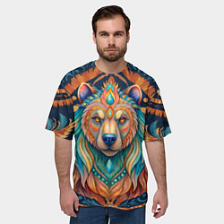 Футболка оверсайз мужская Медведь шаман тотемное животное, цвет: 3D-принт — фото 2