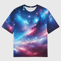 Мужская футболка оверсайз Розово-голубой космический пейзаж