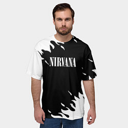 Футболка оверсайз мужская Nirvana текстура огонь, цвет: 3D-принт — фото 2