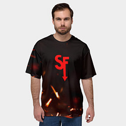 Футболка оверсайз мужская Sally face искры огня, цвет: 3D-принт — фото 2