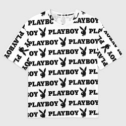 Футболка оверсайз мужская Зайчик плейбой паттерн, цвет: 3D-принт