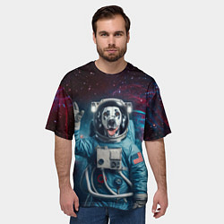 Футболка оверсайз мужская Далматинец бравый космонавт - нейросеть, цвет: 3D-принт — фото 2