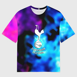 Футболка оверсайз мужская Тоттенхэм фк неоновый огонь, цвет: 3D-принт