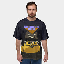 Футболка оверсайз мужская Chicken gun space, цвет: 3D-принт — фото 2