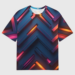 Мужская футболка оверсайз Неоновый узор стальные раскалённые пластины