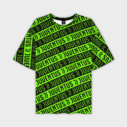 Футболка оверсайз мужская Juventus green pattern sport, цвет: 3D-принт