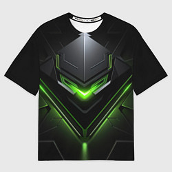 Мужская футболка оверсайз Green and black abstract style