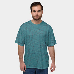 Футболка оверсайз мужская Абстракция порезы бирюзовый, цвет: 3D-принт — фото 2