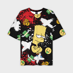 Мужская футболка оверсайз Барт Симпсон на фоне баксов