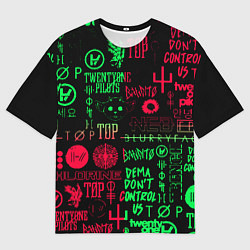 Мужская футболка оверсайз Twenty one pilots pattern rock steel