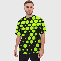 Футболка оверсайз мужская Зеленые соты киберпанк, цвет: 3D-принт — фото 2