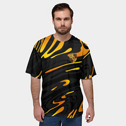 Футболка оверсайз мужская Porsche - Желтые разводы, цвет: 3D-принт — фото 2