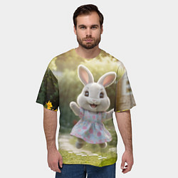 Футболка оверсайз мужская Забавный белый кролик в платье, цвет: 3D-принт — фото 2