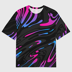 Мужская футболка оверсайз Неоновые разводы - фиолетовый