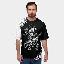 Футболка оверсайз мужская Кот хэви металл, цвет: 3D-принт — фото 2