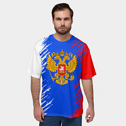 Футболка оверсайз мужская Триколор штрихи с гербор, цвет: 3D-принт — фото 2