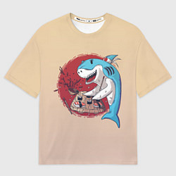 Мужская футболка оверсайз Sushi shark