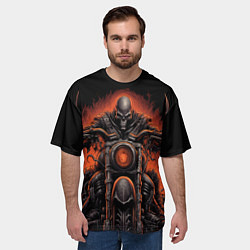 Футболка оверсайз мужская Скелет из ада едет на старом мотоцикле, цвет: 3D-принт — фото 2