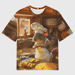 Футболка оверсайз мужская Крыса повар готовит на кухне, цвет: 3D-принт