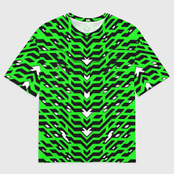 Футболка оверсайз мужская Агрессивный зелёный паттерн, цвет: 3D-принт