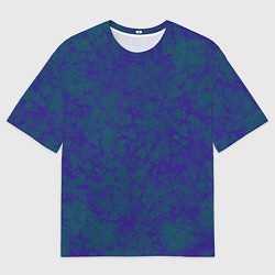 Футболка оверсайз мужская Камуфляж синий с зелеными пятнами, цвет: 3D-принт