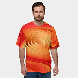 Футболка оверсайз мужская Оранжевые объемные круги, цвет: 3D-принт — фото 2