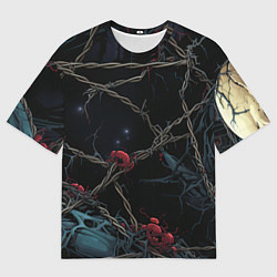 Мужская футболка оверсайз Череп и кровавые ягоды