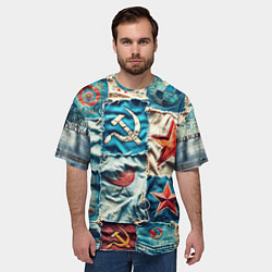 Футболка оверсайз мужская Пэчворк джинсы из СССР, цвет: 3D-принт — фото 2