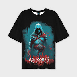 Футболка оверсайз мужская Assassins creed синий дым, цвет: 3D-принт