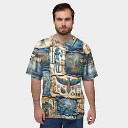 Футболка оверсайз мужская Пэчворк из Египетских мотивов, цвет: 3D-принт — фото 2