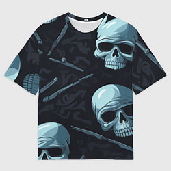 Мужская футболка оверсайз Черепа и ножи