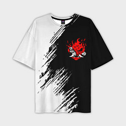Мужская футболка оверсайз Логотип самурая из киберпанка 2077