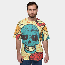 Футболка оверсайз мужская Праздничные черепа, цвет: 3D-принт — фото 2