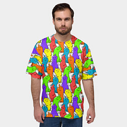 Футболка оверсайз мужская Весёлые цветные презервативы, цвет: 3D-принт — фото 2