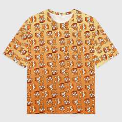 Футболка оверсайз мужская Паттерн из милых лисят, цвет: 3D-принт