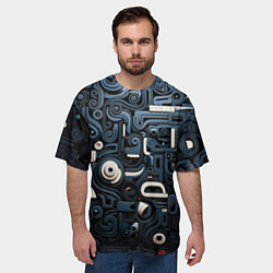 Футболка оверсайз мужская Паттерн-узор из толстых линий, цвет: 3D-принт — фото 2