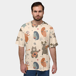 Футболка оверсайз мужская Животные с инструментами, цвет: 3D-принт — фото 2